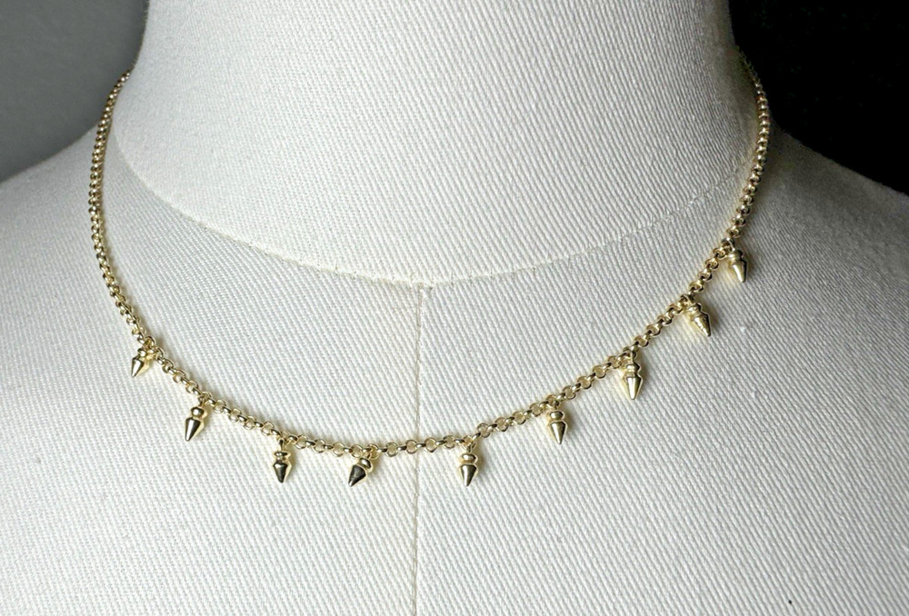 Kendra Scott Addison Choker Necklace Gold Tone Spike Charm Adjustable